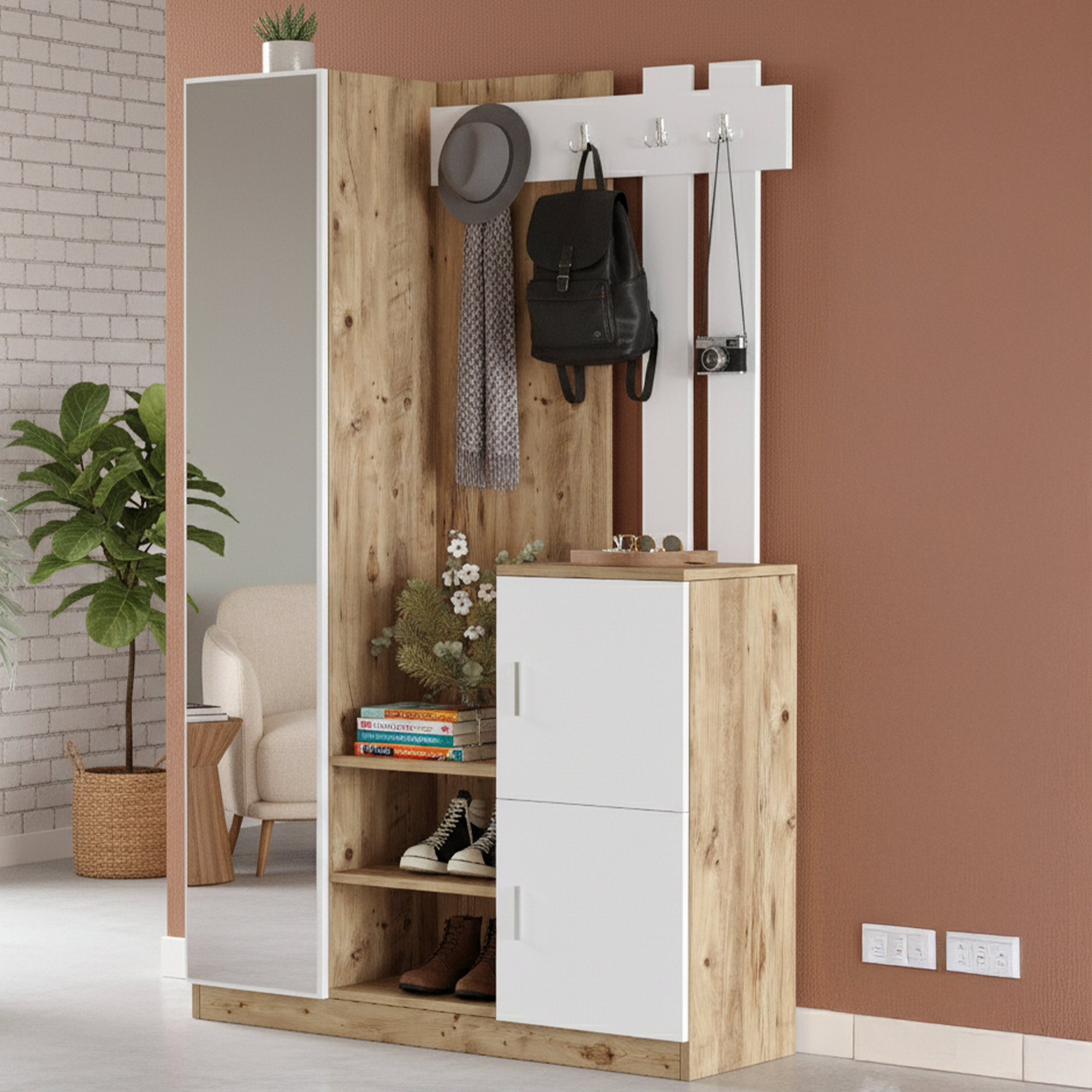 Hokku Designs Viviyana Hall Tree 45'' Wide With Shoe Storage | Wayfair